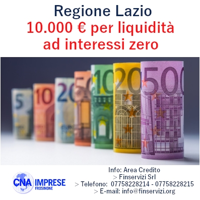 Featured image for “Regione Lazio. Finanziamenti per 10.000 euro per liquidità ad interessi zero”