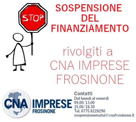 Featured image for “Sospensione del Finanziamento – Rivolgiti a CNA IMPRESE Frosinone”