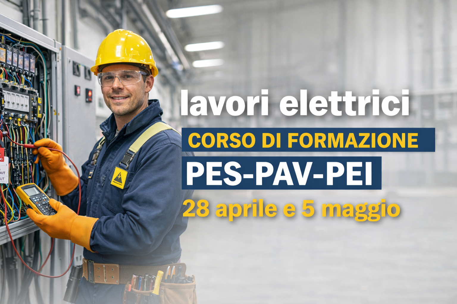Featured image for “Lavori elettrici – Ottieni la Qualifica PES-PAV-PEI! – aprile/maggio 2026”