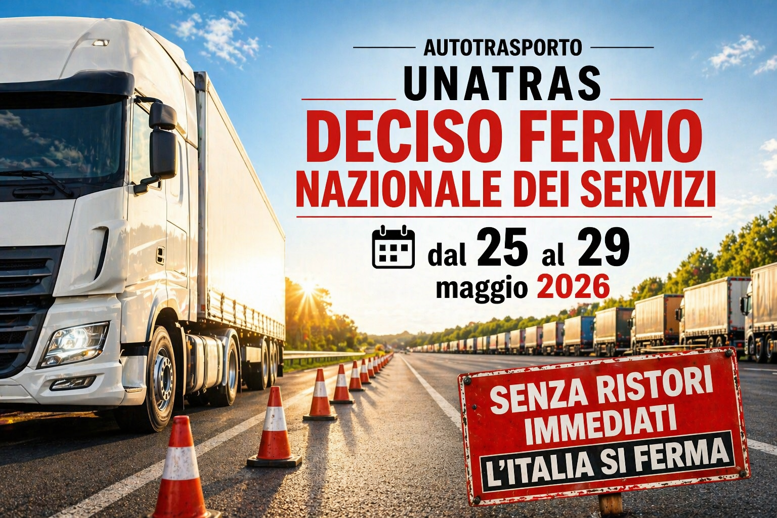 Featured image for “Autotrasporto Merci. Proclamato il Fermo Nazionale dei Servizi dei Trasporti dal 25 al 29 maggio 2026”