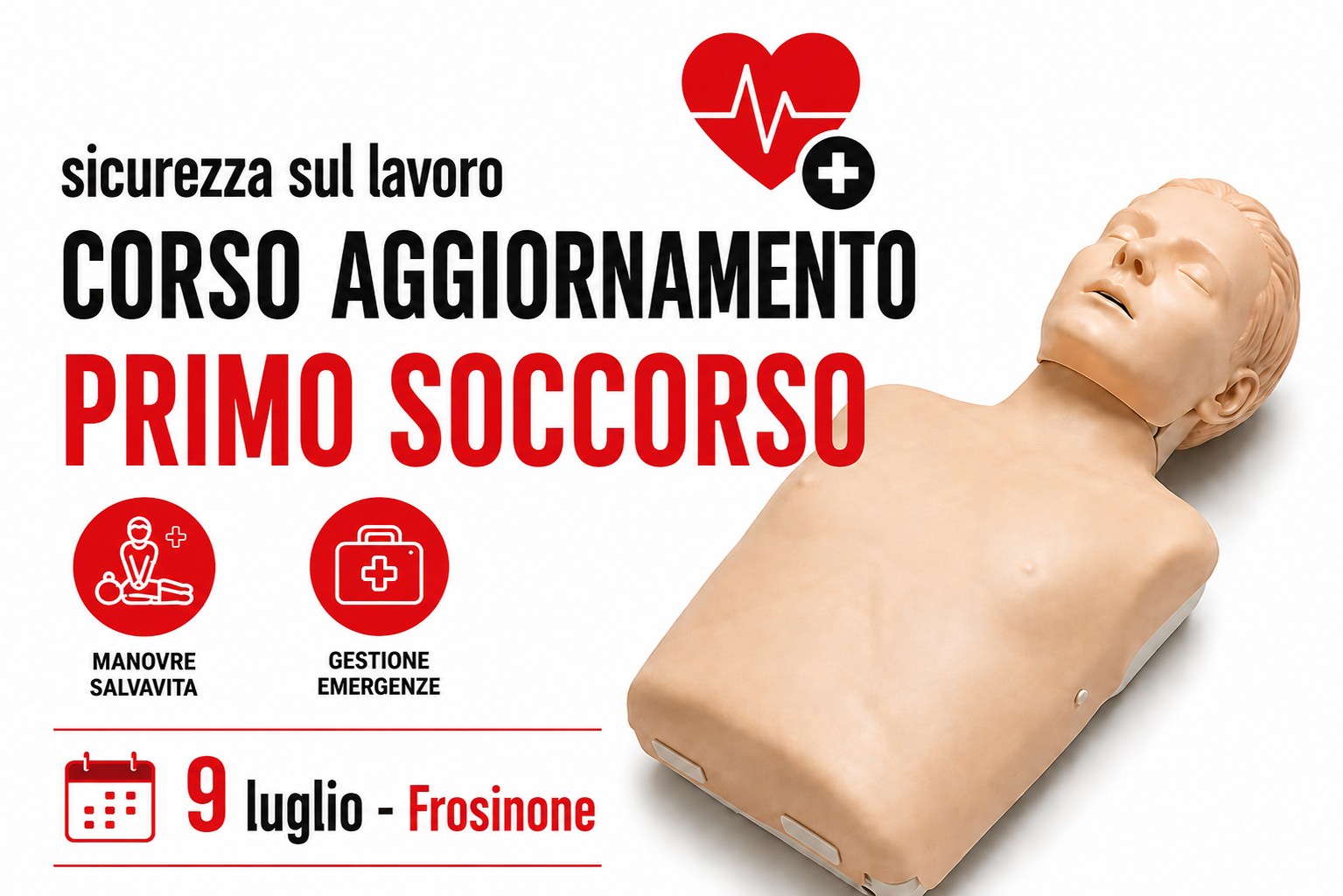 Featured image for “Corso di aggiornamento per Addetti al Primo Soccorso –  Frosinone – luglio 2026”