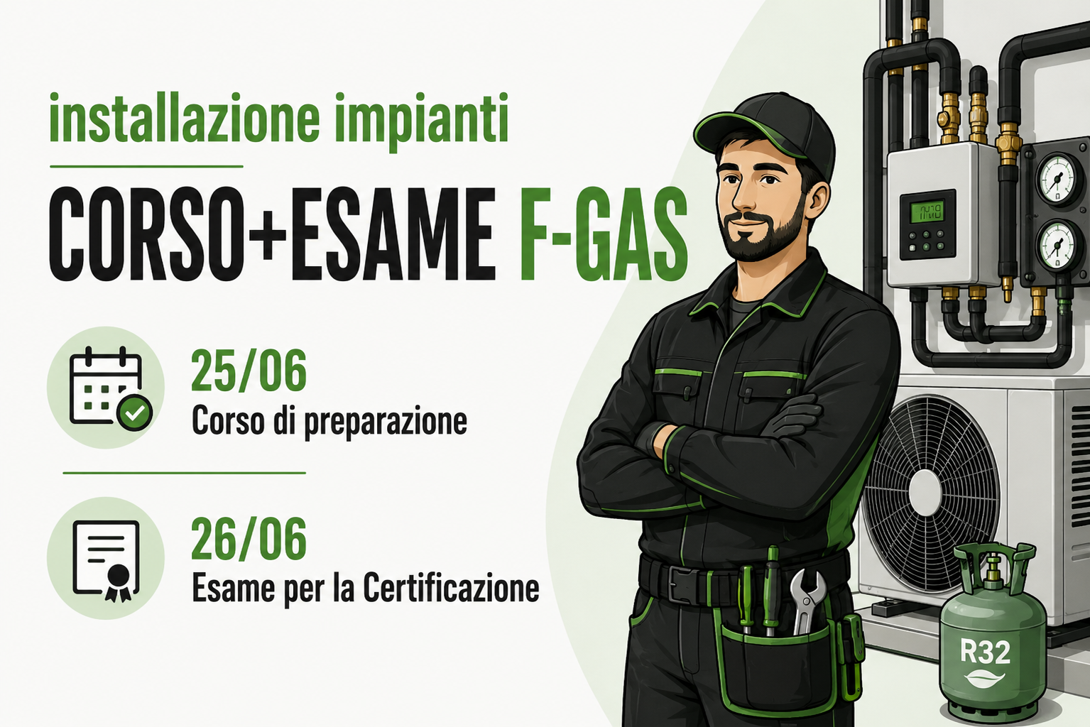 Featured image for “Corso e esame F-Gas: ottieni o rinnova il Patentino – giugno 2026”