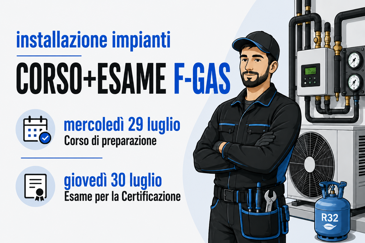 Featured image for “Corso e esame F-Gas: ottieni o rinnova il Patentino – luglio 2026”