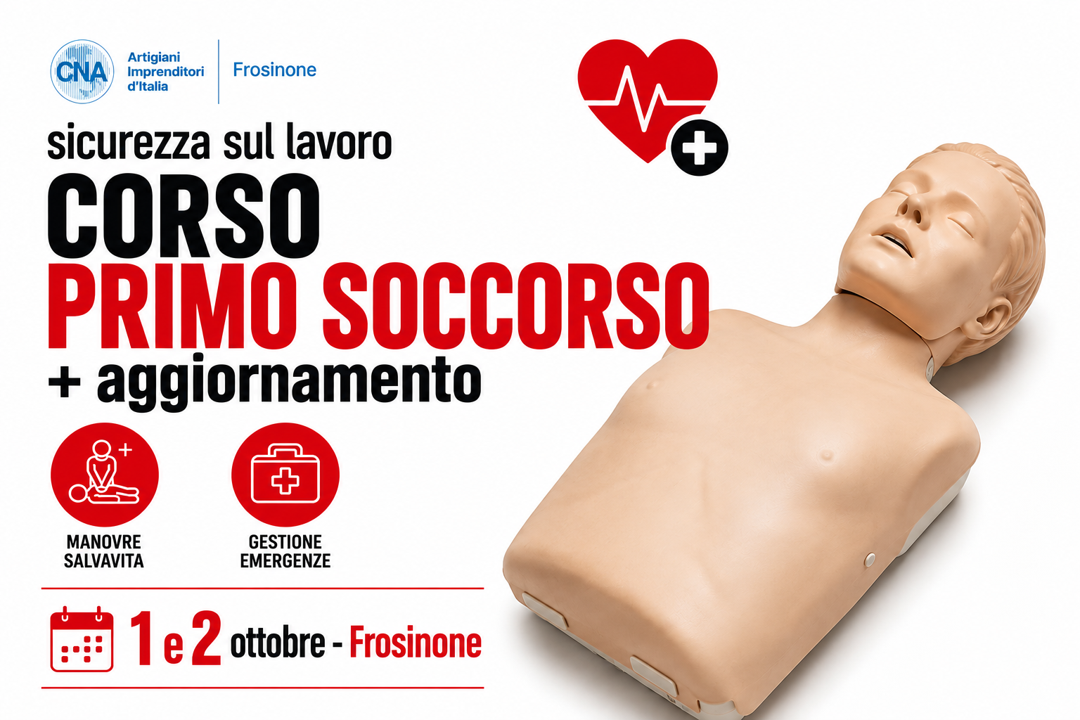 Featured image for “Corso Addetti al Primo Soccorso e Aggiornamento – Sede di Frosinone – ottobre 2026”