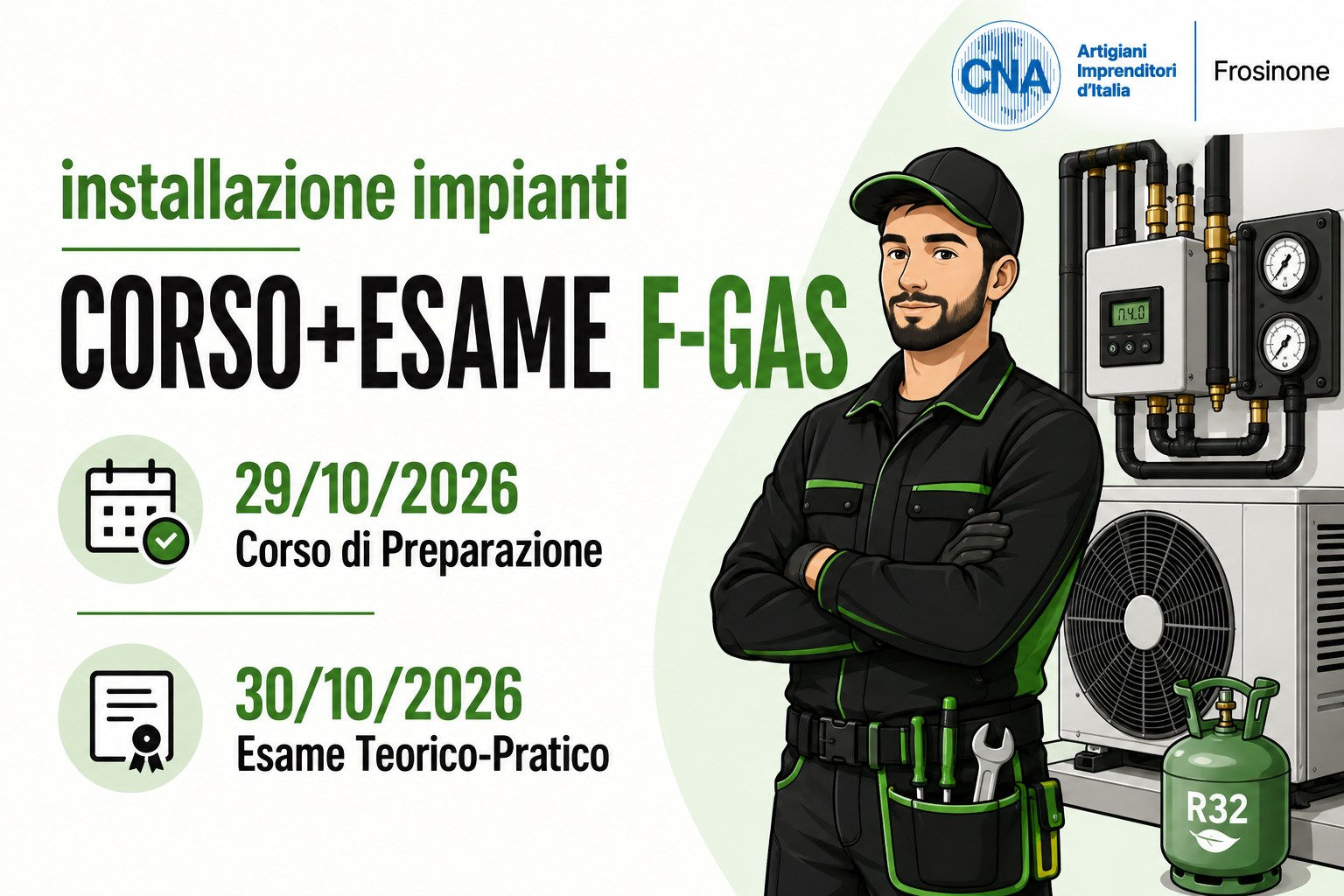 Featured image for “Corso e esame F-Gas: ottieni o rinnova il Patentino – ottobre 2026”